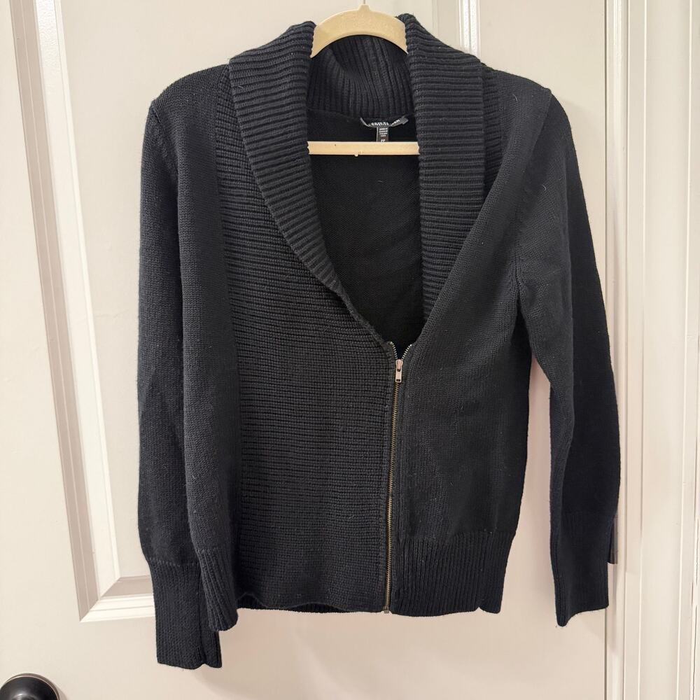 P12. Eileen Fisher Shawl Collared Cardigan Sweater Wool Zipper